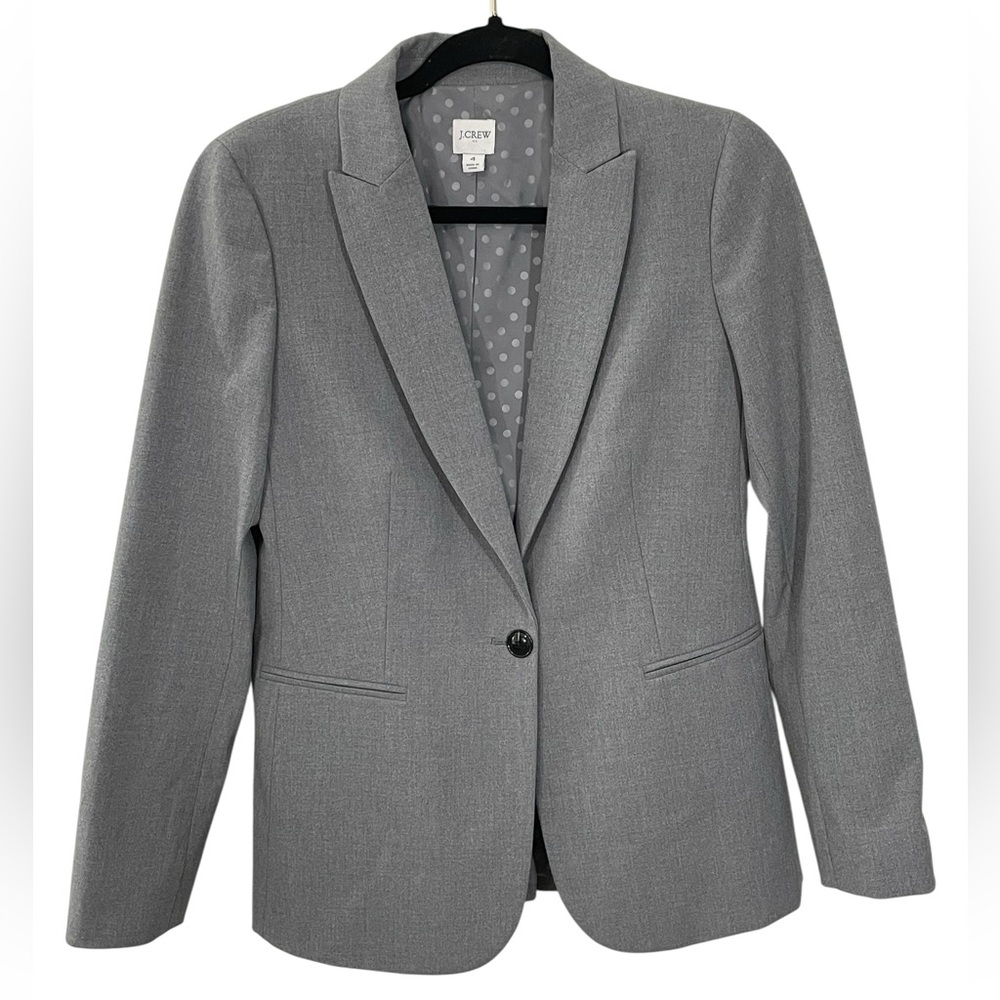 J. Crew Ruby Blazer Gray Grey One Button Lined Women's Size 4 Jacket AS672